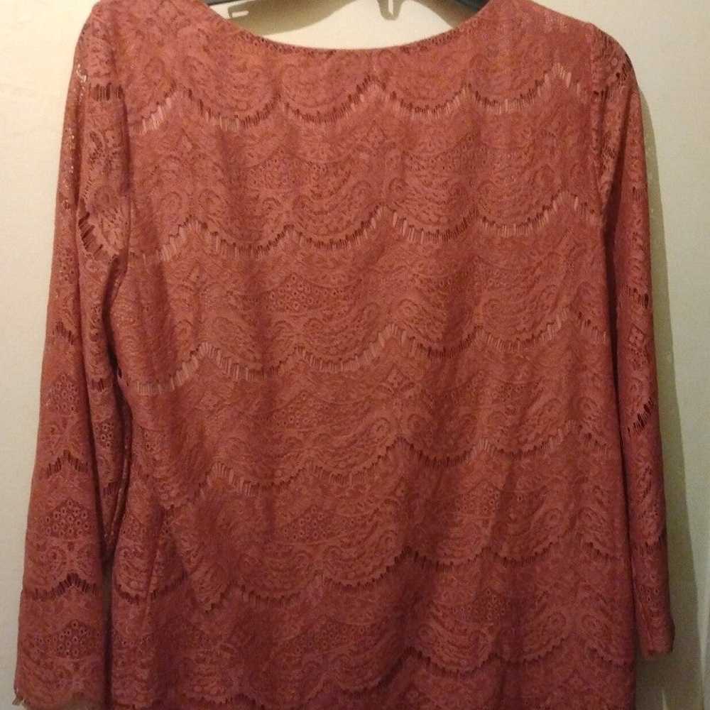 Adrianna Papell Lace Blouse Size L - image 4