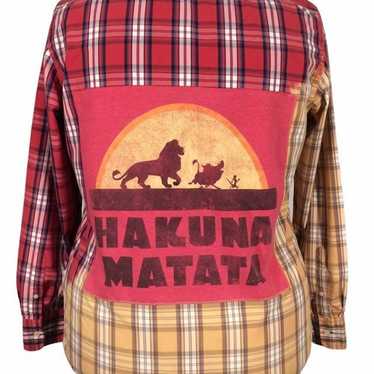 Hakuna Matata custom bleach dye plaid cotton shirt - image 1