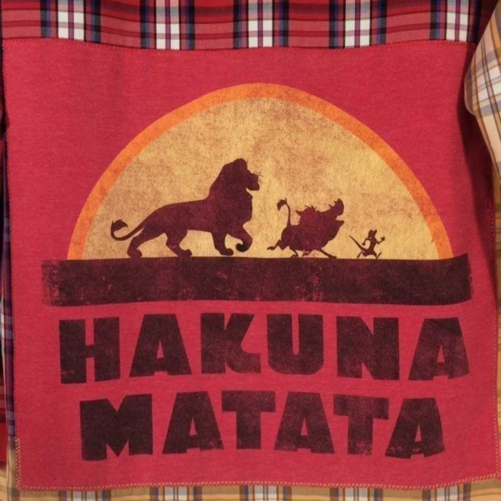 Hakuna Matata custom bleach dye plaid cotton shirt - image 2