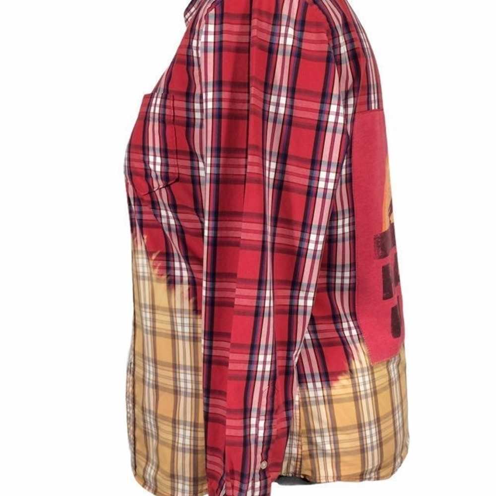 Hakuna Matata custom bleach dye plaid cotton shirt - image 4