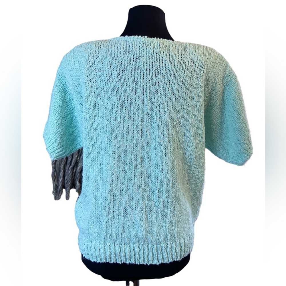 Vintage Partners by Mervyns Teal Knit Short Sleev… - image 3