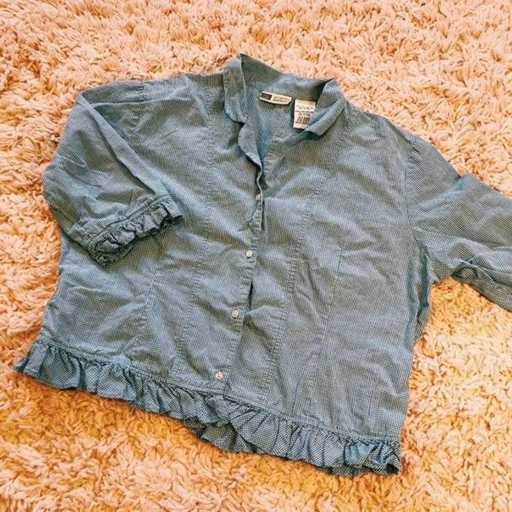 Vintage Faded Glory Gingham Button Up - image 2