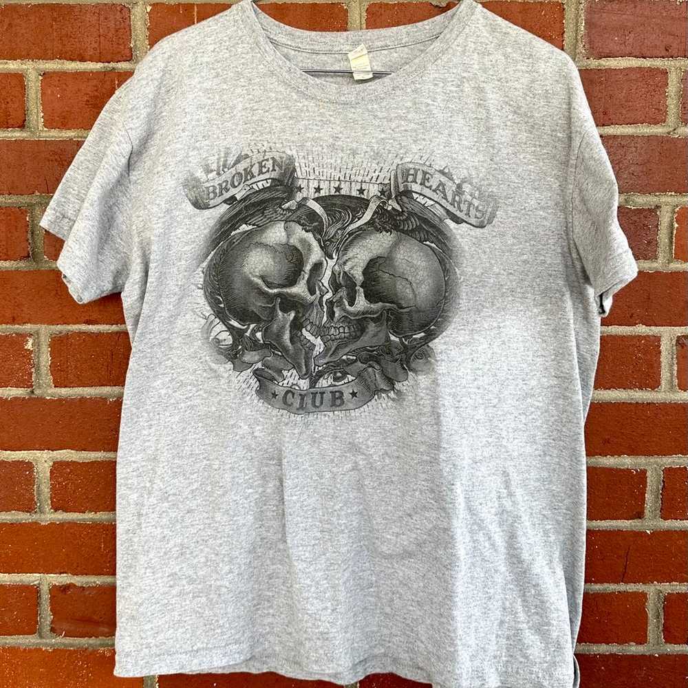 “Broken Hearts Club” Biker Skulls and Eagle Grey … - image 1