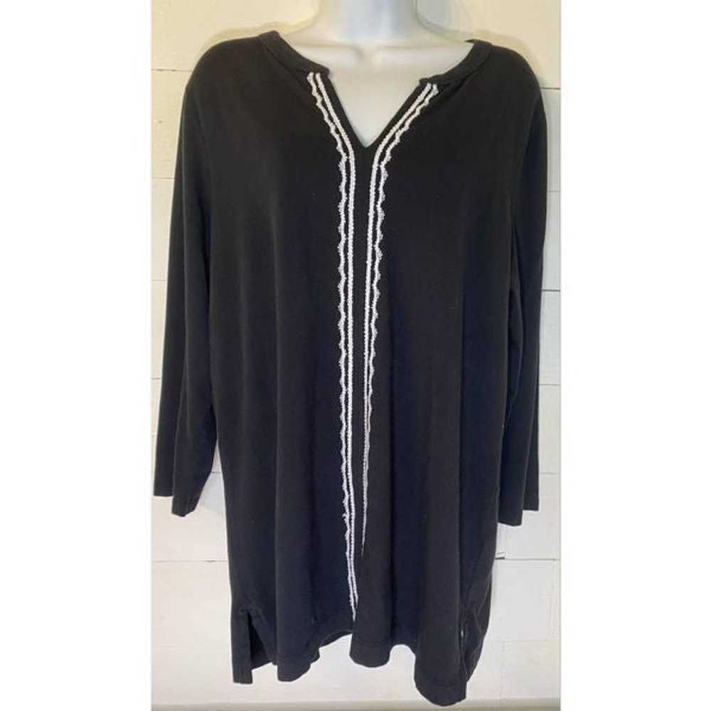 Lands End Black Tunic White Trim LG 14/16 - image 1