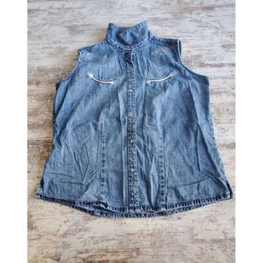 Vintage Wrangler Blues Womens Denim Snap Front Ve… - image 1