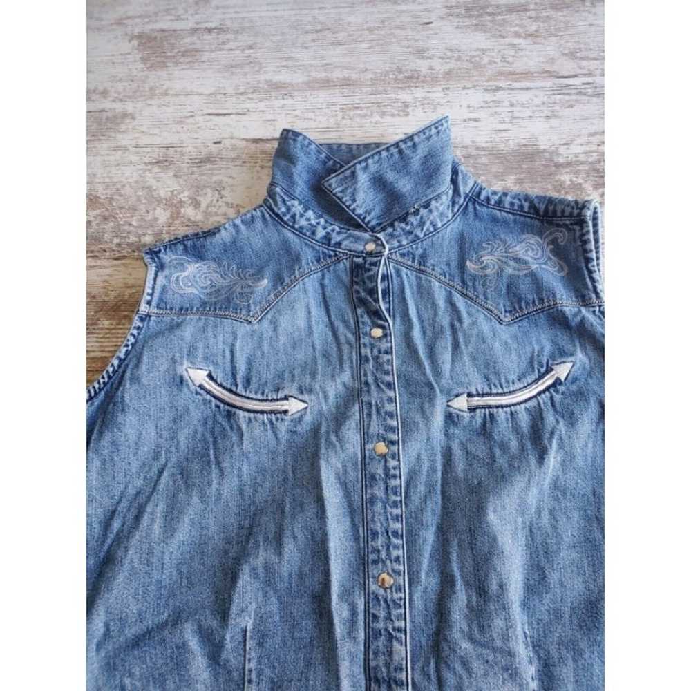 Vintage Wrangler Blues Womens Denim Snap Front Ve… - image 4