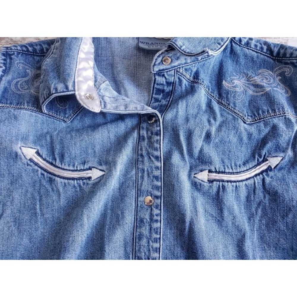 Vintage Wrangler Blues Womens Denim Snap Front Ve… - image 8