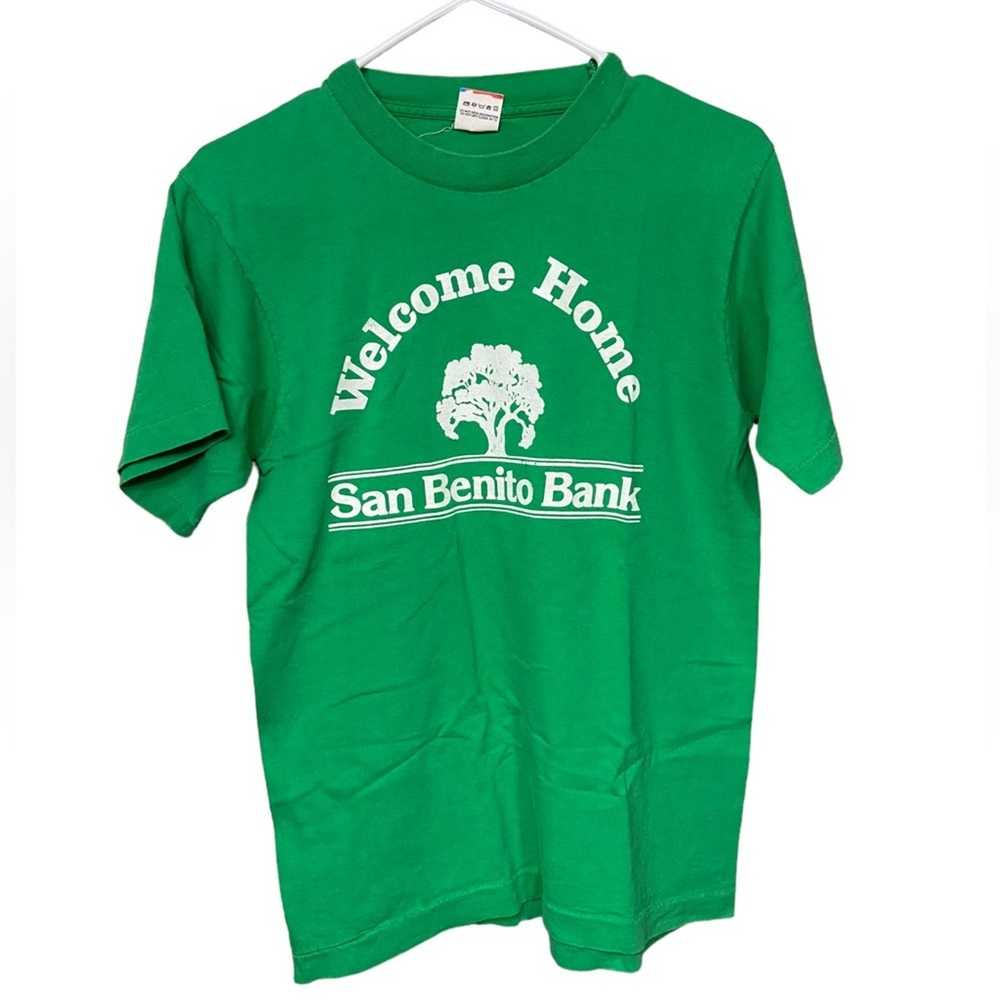 Vintage Fruit Of The Loom Green San Benito Bank S… - image 1