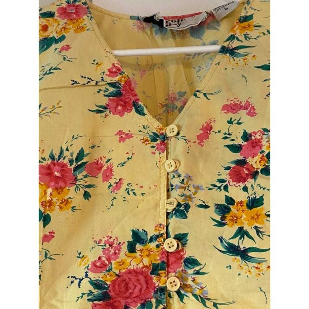 Vintage cotton floral yellow vest - image 2