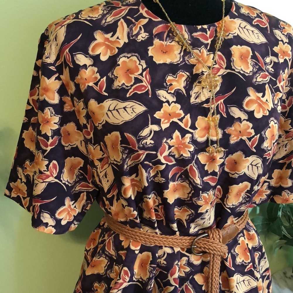 Vintage Liz Baker Essentials Floral Blouse Size L - image 3