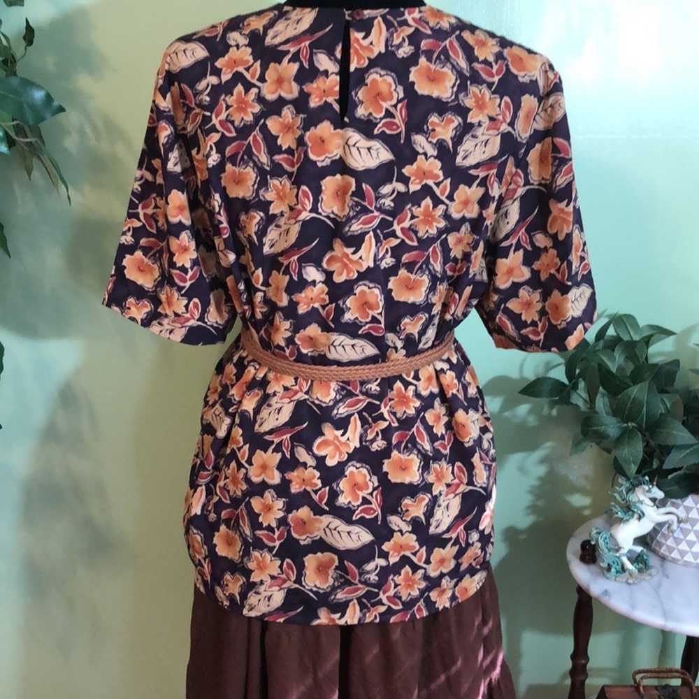 Vintage Liz Baker Essentials Floral Blouse Size L - image 5