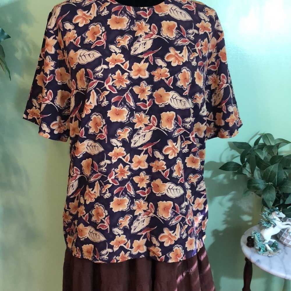 Vintage Liz Baker Essentials Floral Blouse Size L - image 7