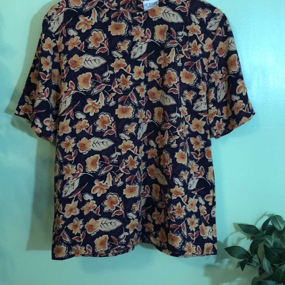 Vintage Liz Baker Essentials Floral Blouse Size L - image 9