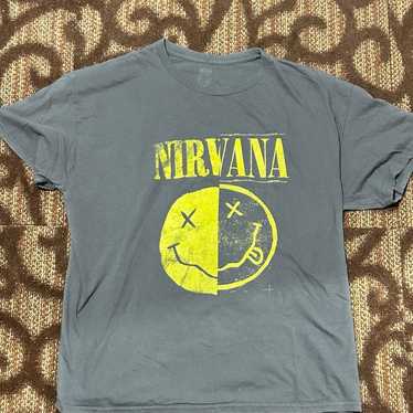 Women's Nirvana split face Smily Face Dark Gray T… - image 1