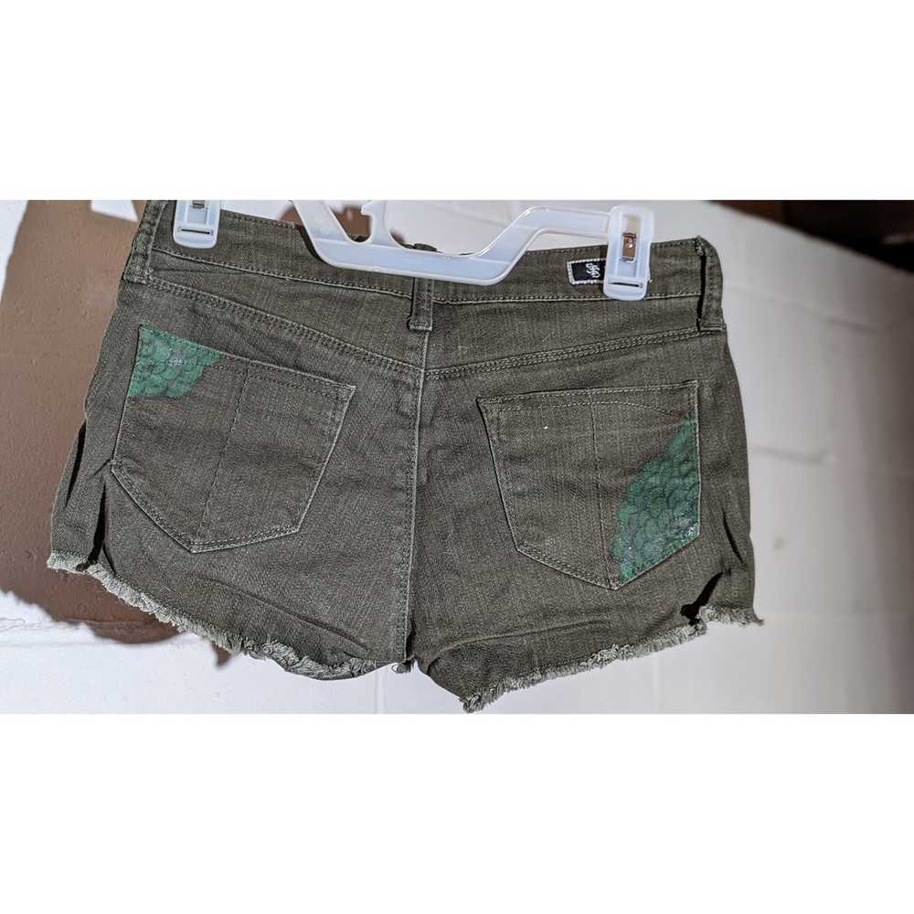 STS Blue Olive Green Distressed Denim Jean Shorts - image 3