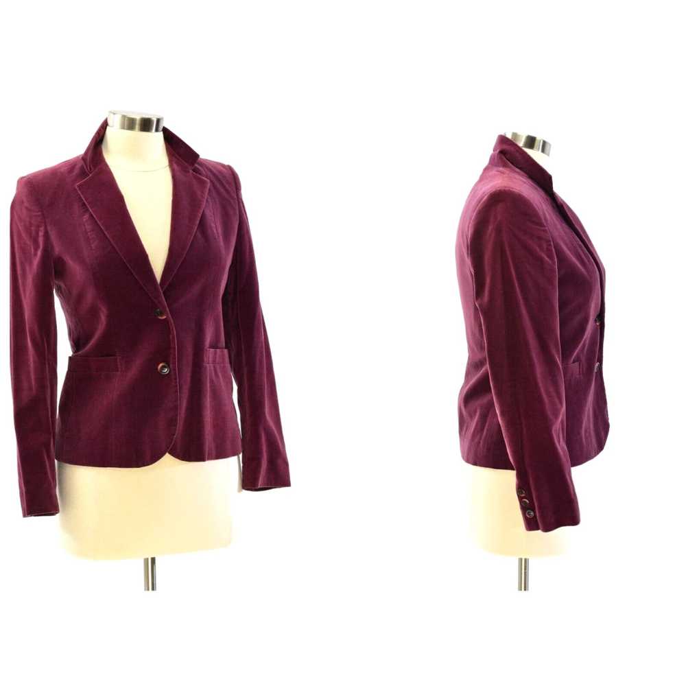 Velvet 70s Vintage Maroon Velvet Blazer Womens M … - image 1