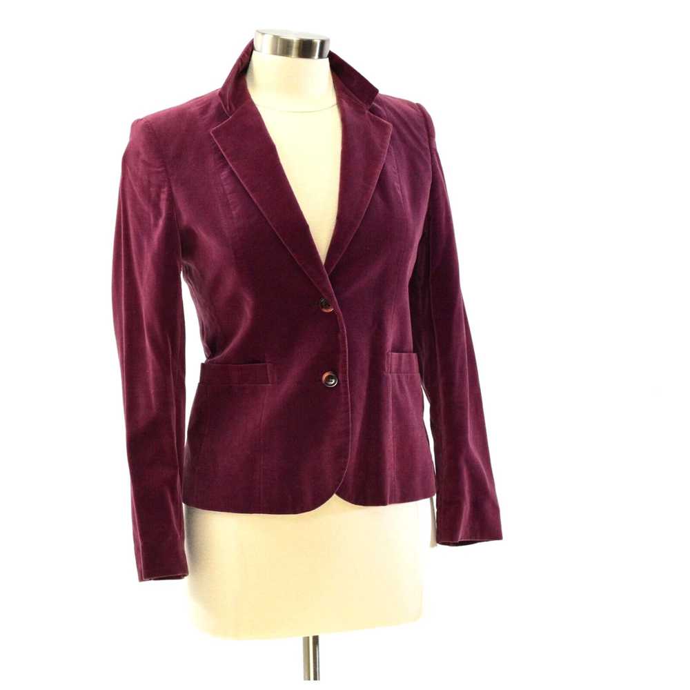 Velvet 70s Vintage Maroon Velvet Blazer Womens M … - image 2