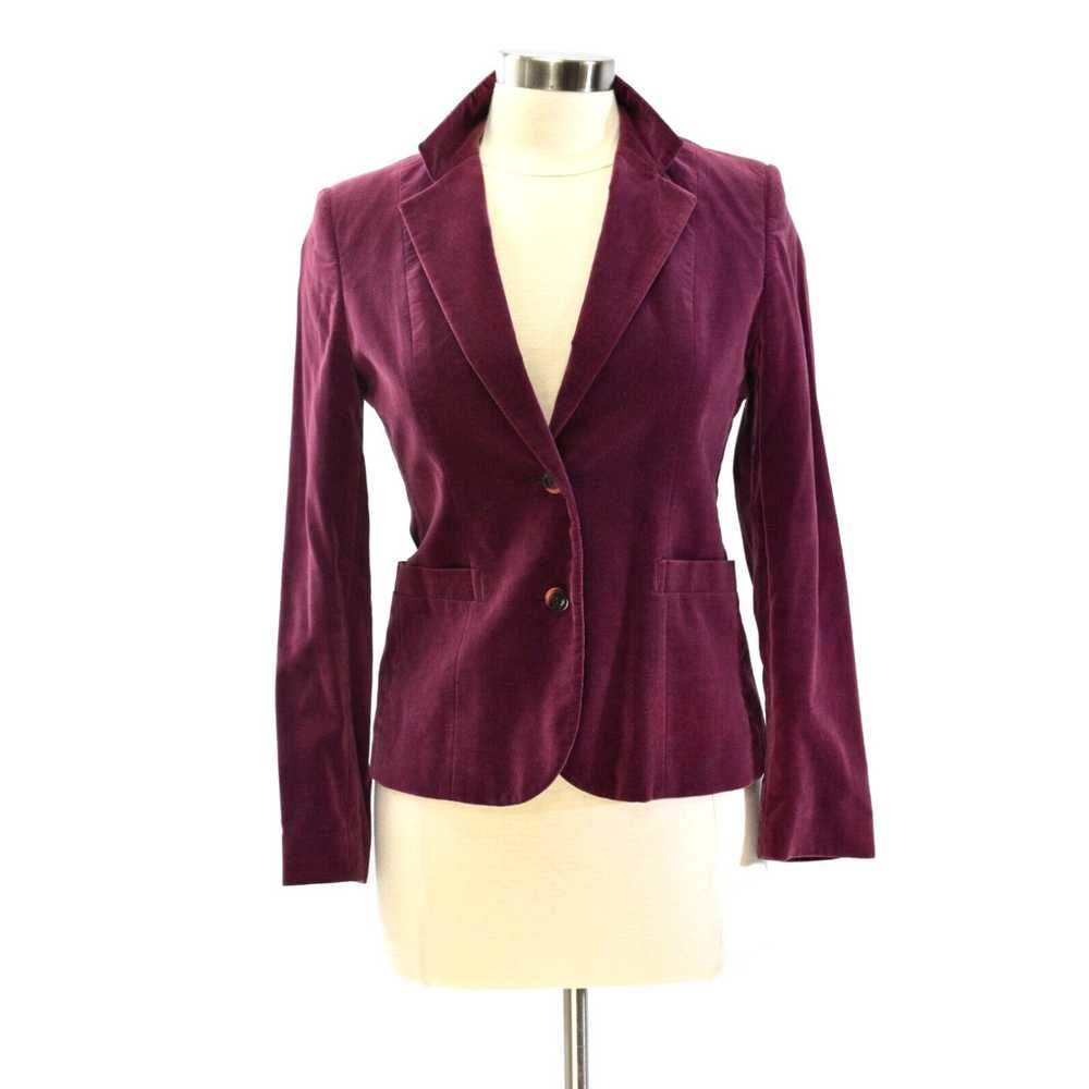 Velvet 70s Vintage Maroon Velvet Blazer Womens M … - image 3