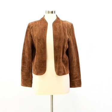 Castore 70s Womens M Brown Suede Leather Open Fro… - image 1