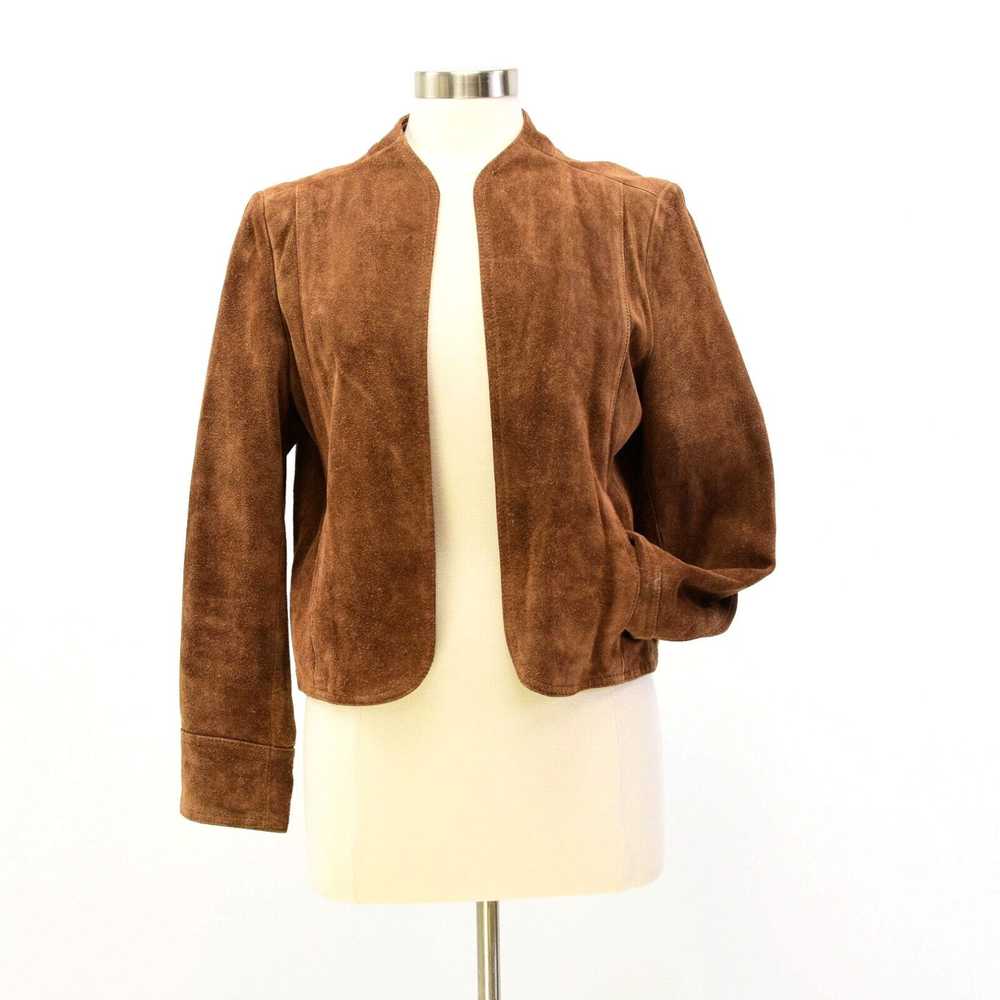 Castore 70s Womens M Brown Suede Leather Open Fro… - image 2