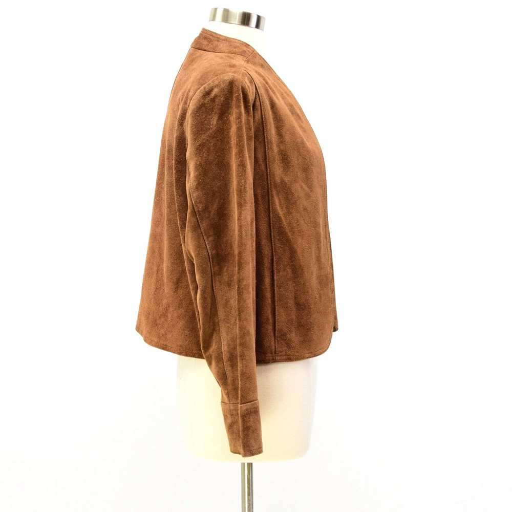 Castore 70s Womens M Brown Suede Leather Open Fro… - image 3