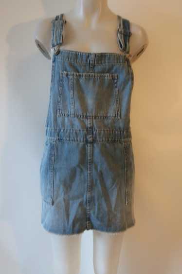 Womens Free People Blue Cotton Denim Overall Mini 