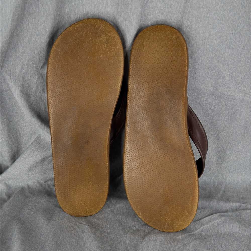 Men's Vineyard Vines Brown Leather Flip Flops Siz… - image 11