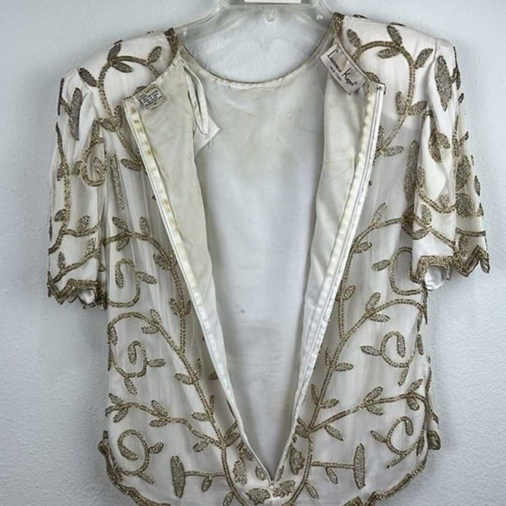 VINTAGE LAURENCE KAZAR HEAVY SEQUIN DRESSY Gold A… - image 8