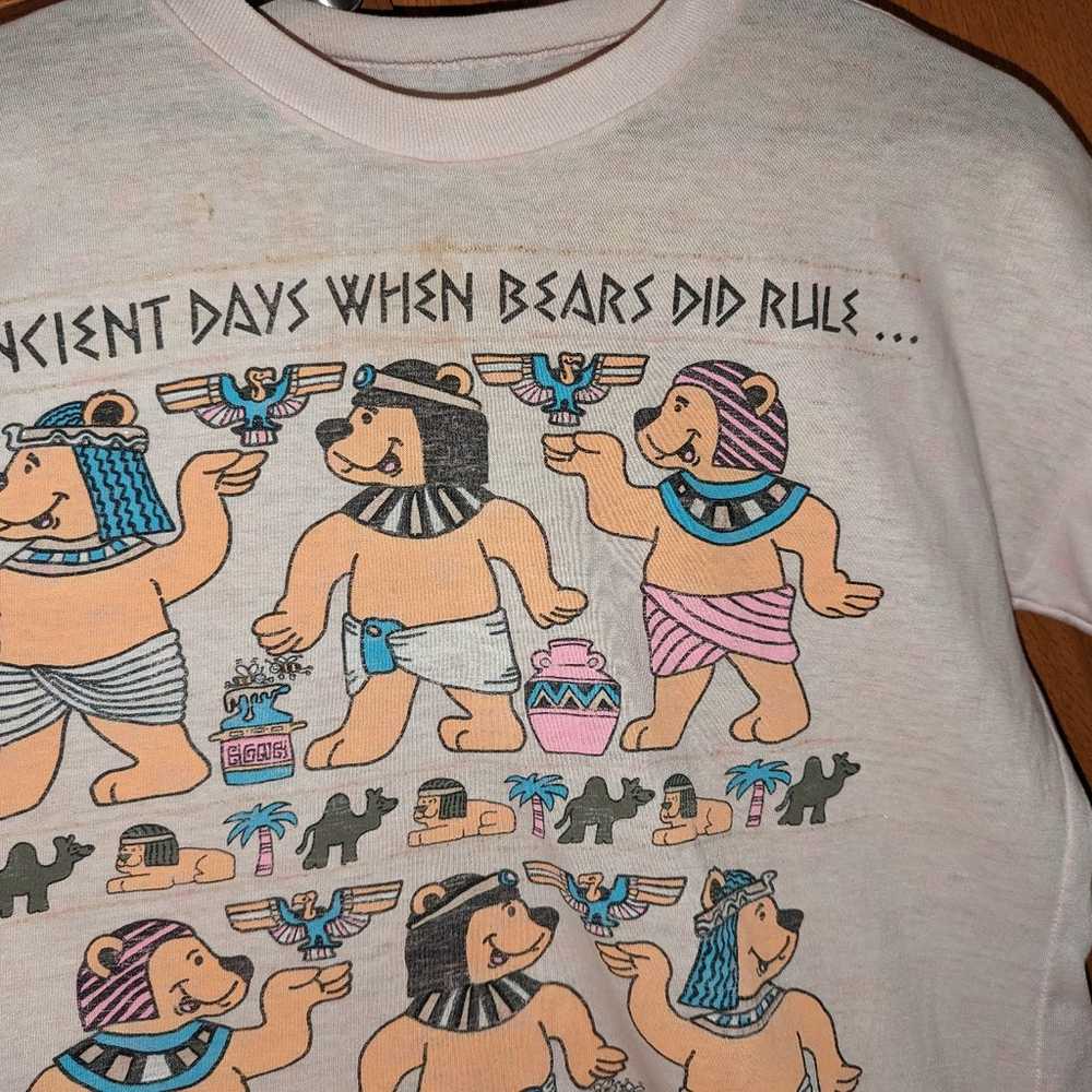 Vintage 90s Bears Egyptian Art Heiroglyphics Glit… - image 2