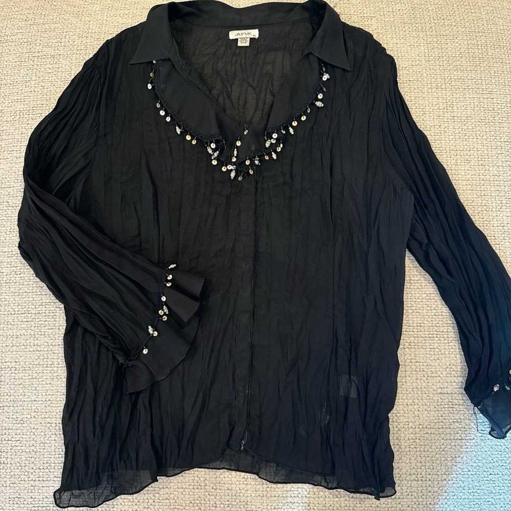 Rare vintage Jaipur black blouse size XL - image 2