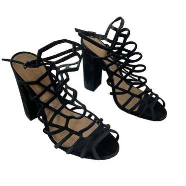 Women's Schutz Black Leather Gladiator Heels, 8.5… - image 1