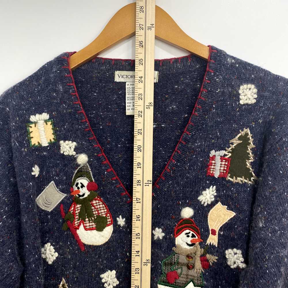 Victoria Jones Snowman Cardigan Womens XL Embroid… - image 8