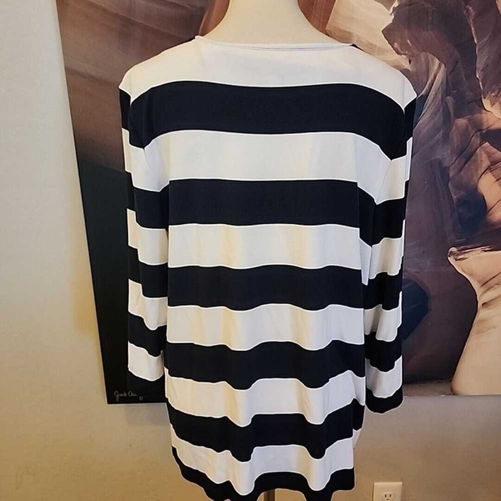 3 (XL 16/18) Chico's Black White Broad Stripe Jer… - image 4