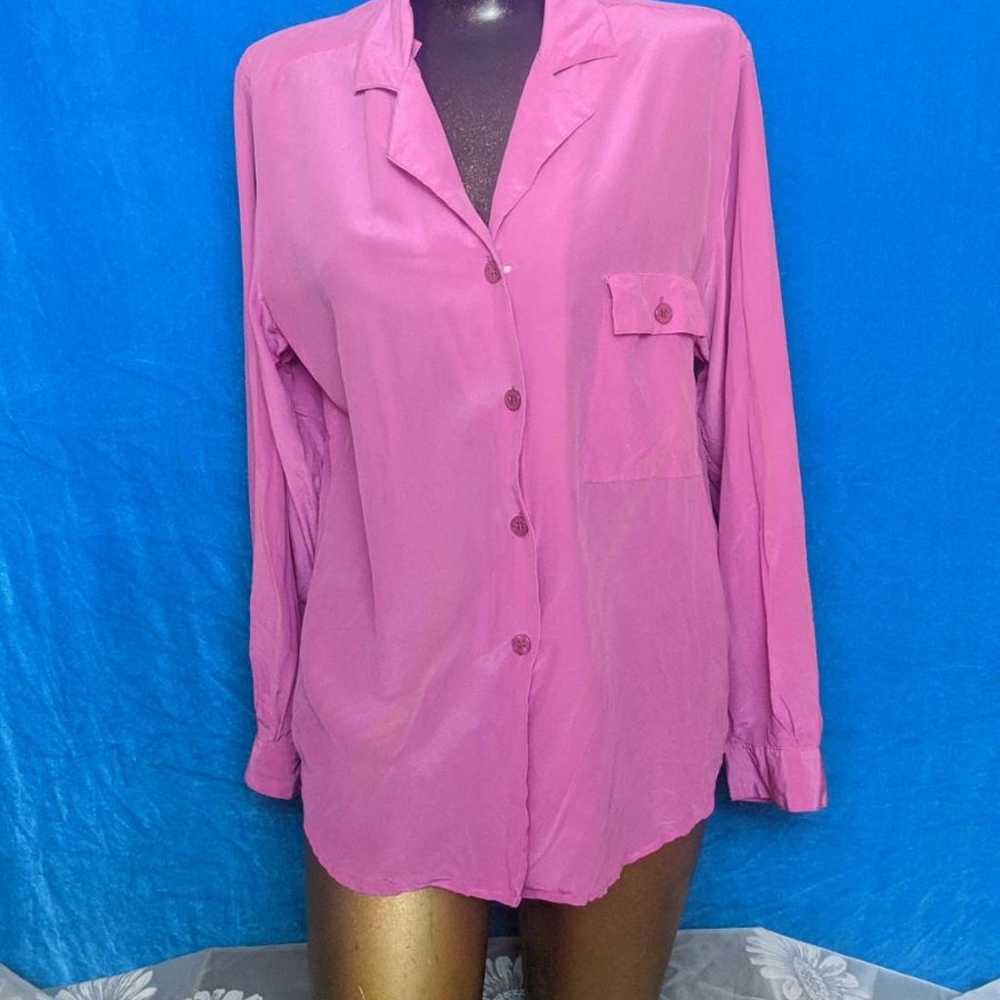 Neon Vintage 80s pink silk dragon shirt - image 1