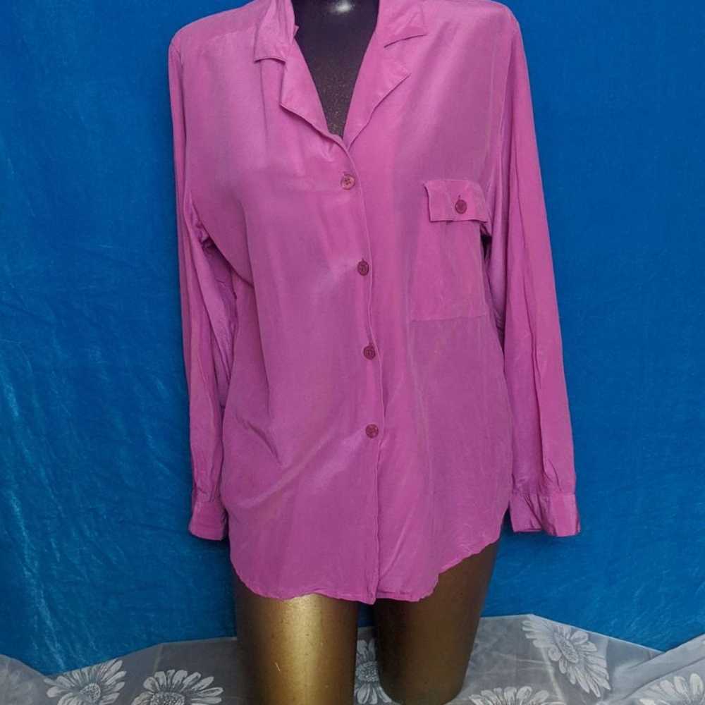 Neon Vintage 80s pink silk dragon shirt - image 2