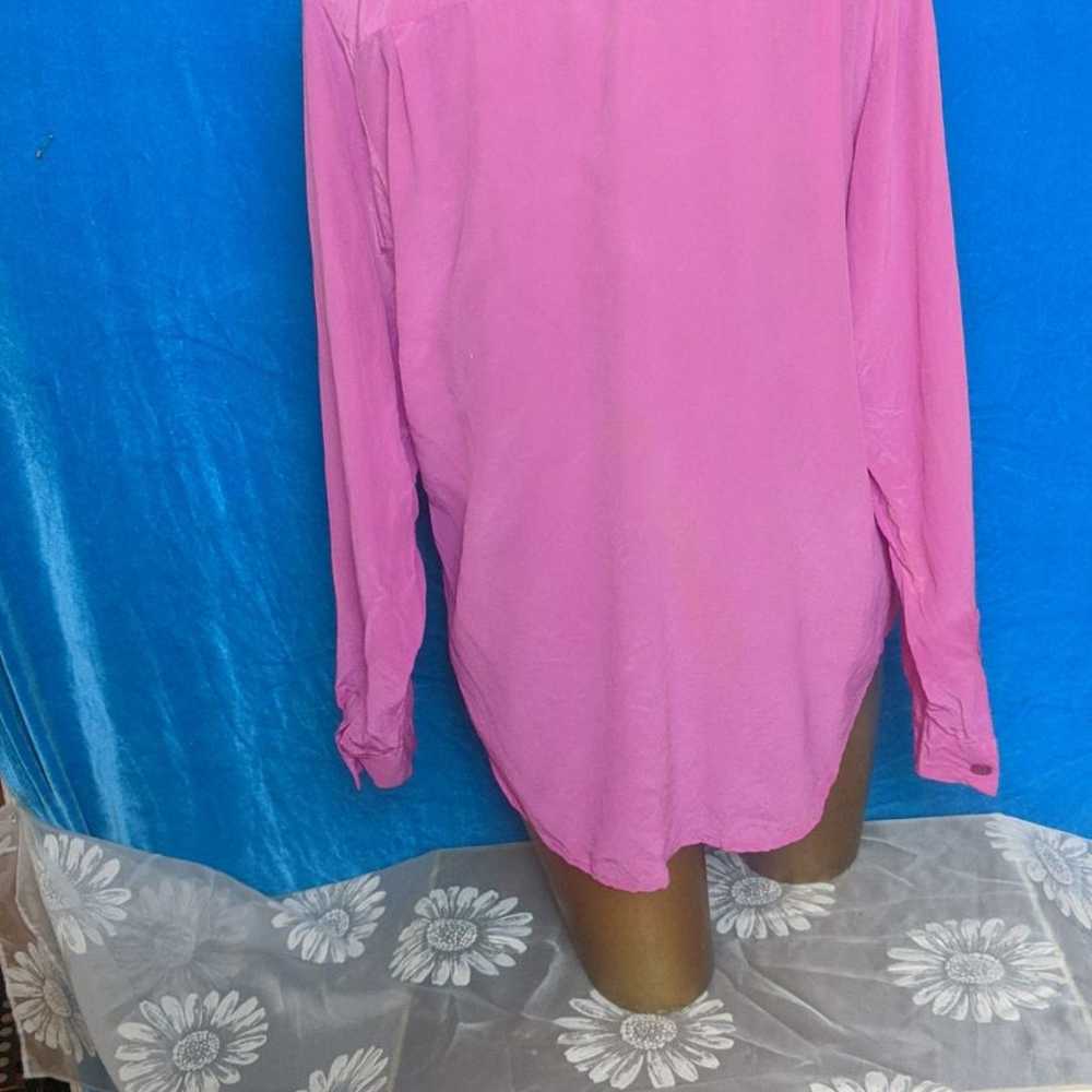 Neon Vintage 80s pink silk dragon shirt - image 3