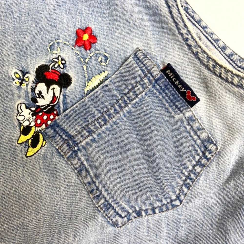 Vintage Minnie Mouse Denim Button Up Shirt - image 3