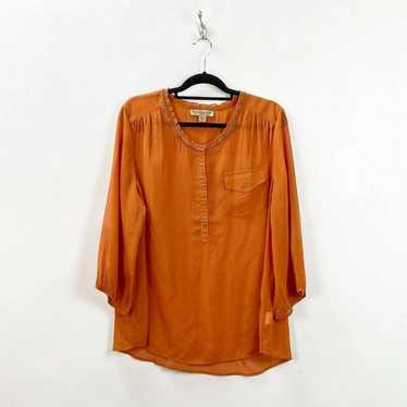 Vintage America Orange Sheer Popover Blouse