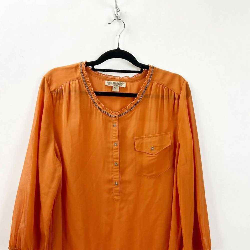 Vintage America Orange Sheer Popover Blouse - image 2