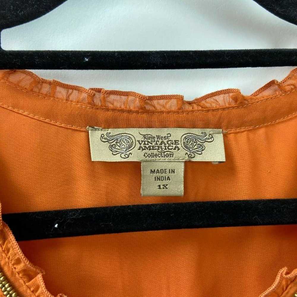 Vintage America Orange Sheer Popover Blouse - image 4