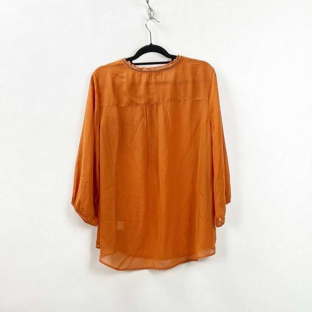 Vintage America Orange Sheer Popover Blouse - image 6