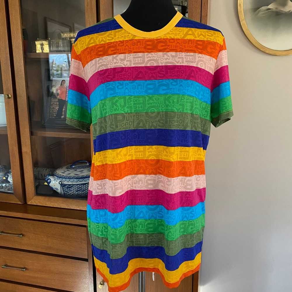 Vintage 90’s Pistol Pete Rainbow Sheer Stripe Top - image 1