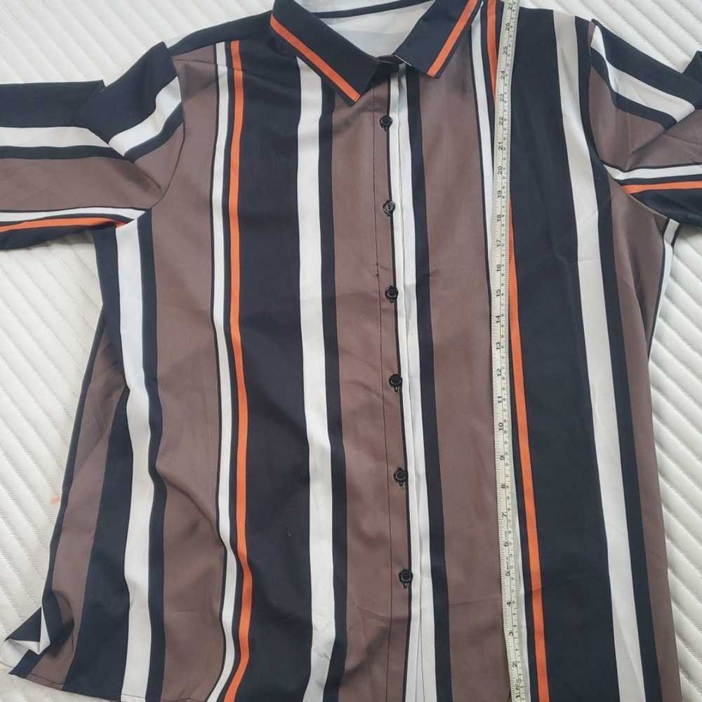 Earth toned striped blouse brand unknown size XL … - image 10