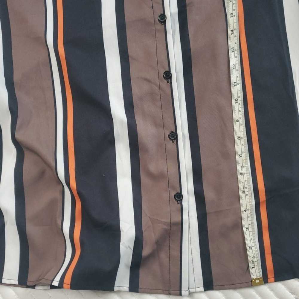 Earth toned striped blouse brand unknown size XL … - image 11