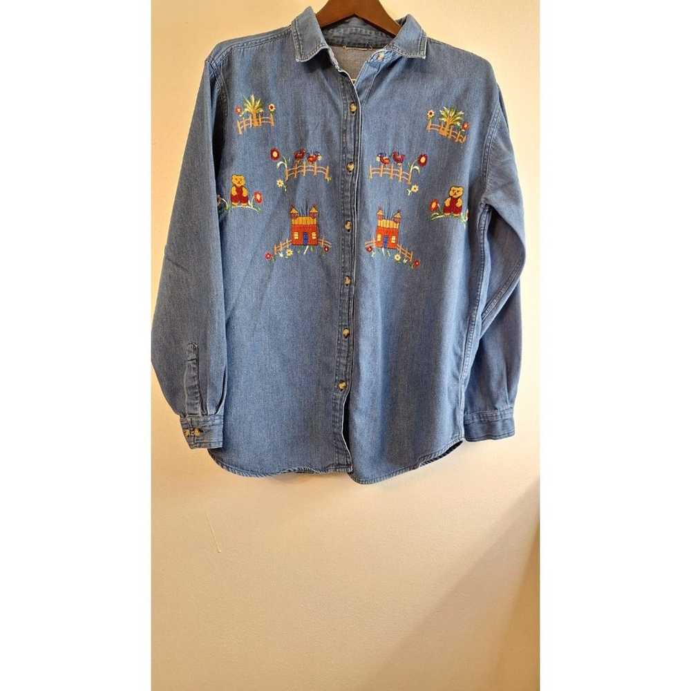 VINTAGE TEACHER DENIM FARM ANIMALS BEAR DENIM BUT… - image 1