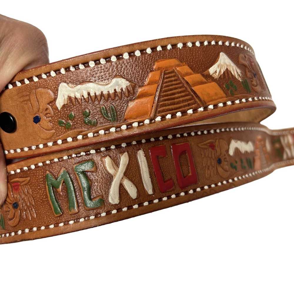 Unkwn Vtg Hand TOOLED Carved Leather Native Ameri… - image 1