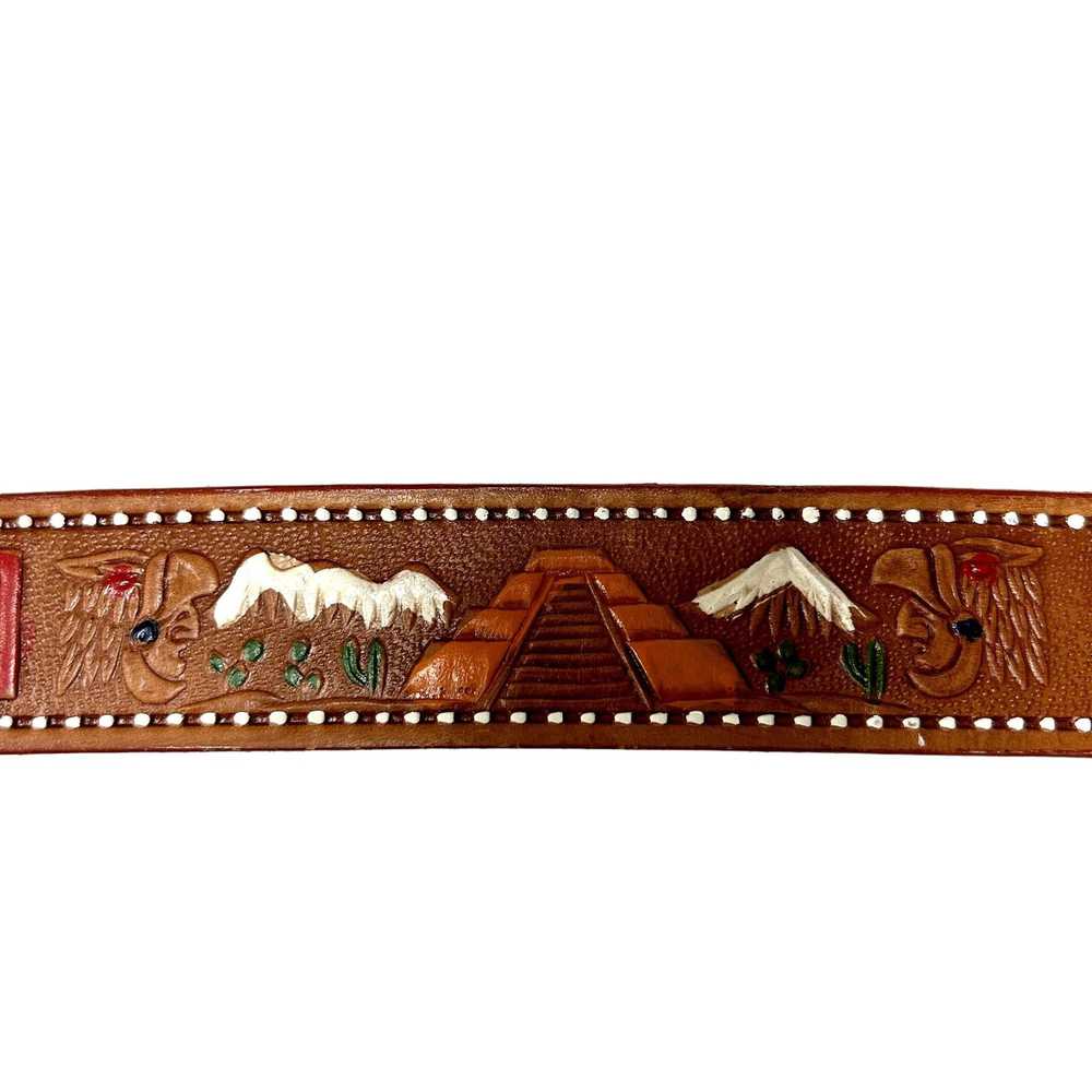 Unkwn Vtg Hand TOOLED Carved Leather Native Ameri… - image 5