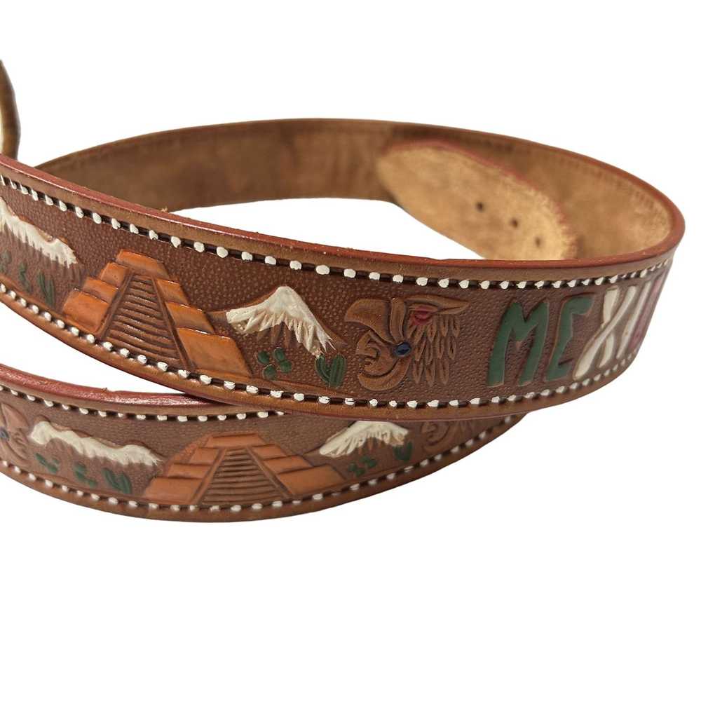 Unkwn Vtg Hand TOOLED Carved Leather Native Ameri… - image 8