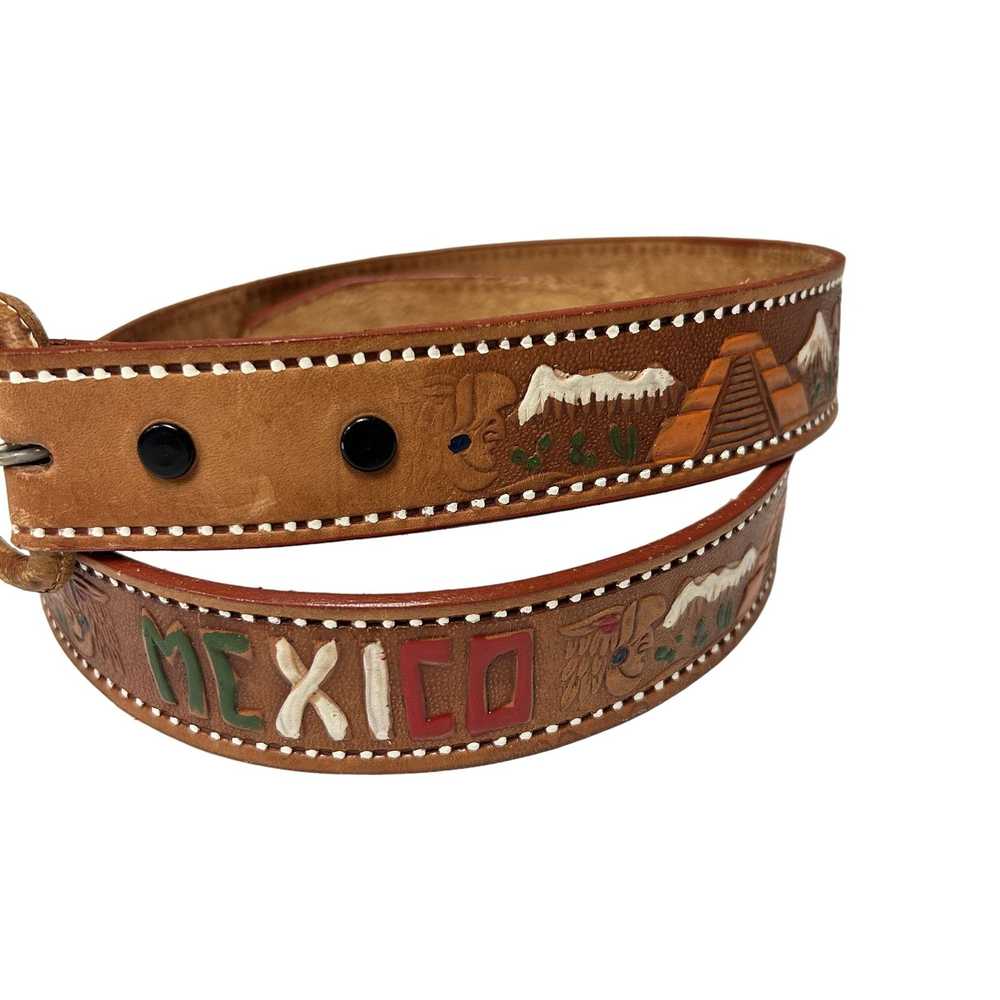 Unkwn Vtg Hand TOOLED Carved Leather Native Ameri… - image 9