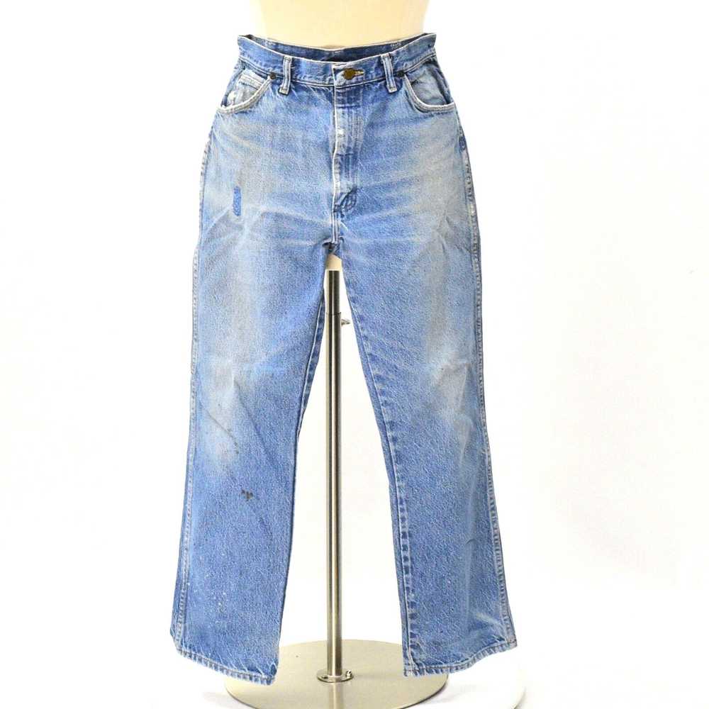 Vintage 80s Vintage Light Wash Straight Leg Distr… - image 1